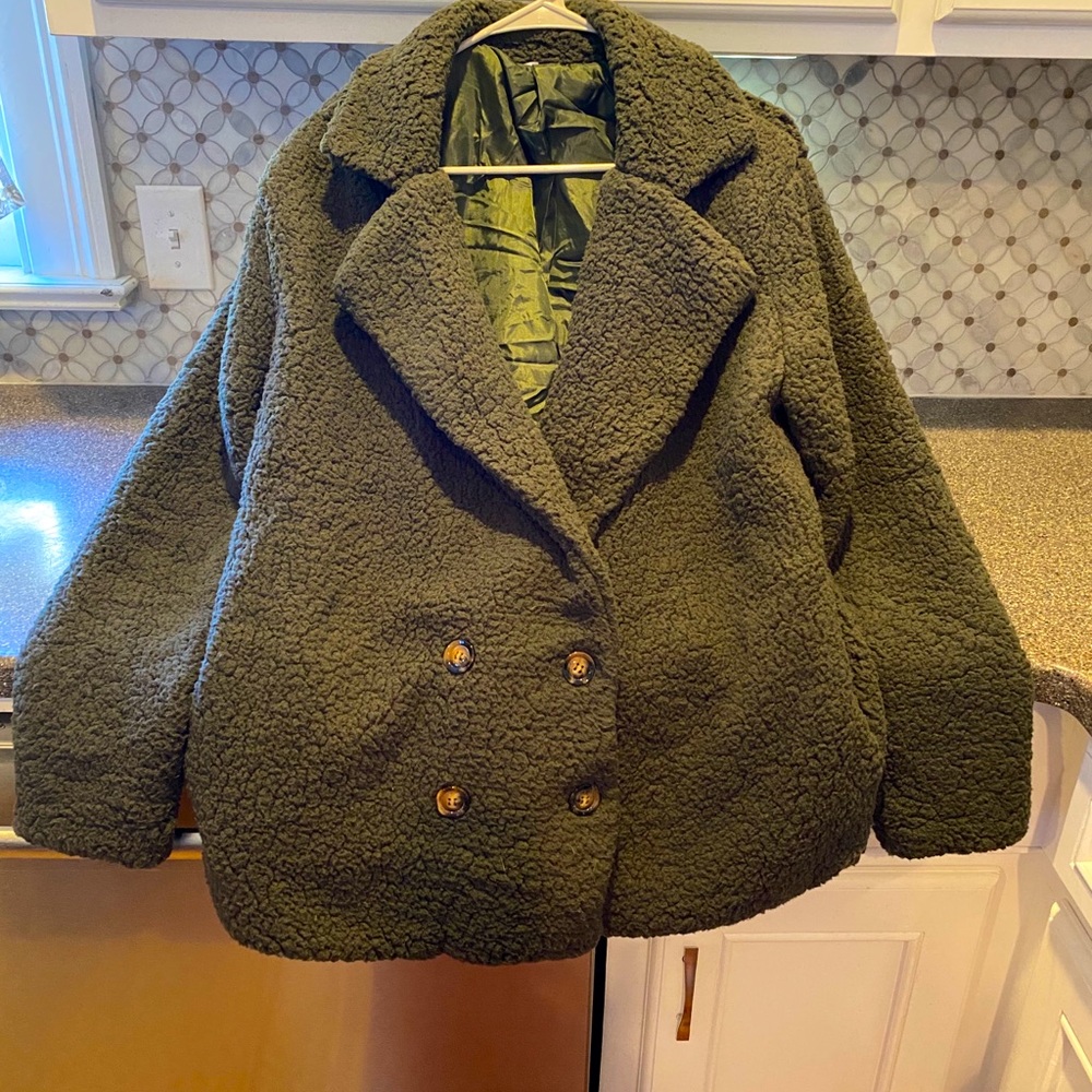 Teddy Coat-Olive Green